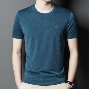 Spring and summer short sleeve t-shirt men's new elastic casual T-shirt